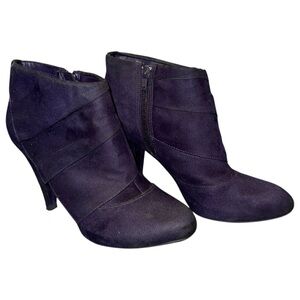Fioni Purple Faux Suede Ankle Boots Retro Y2K Whimsigoth Booties Size 9